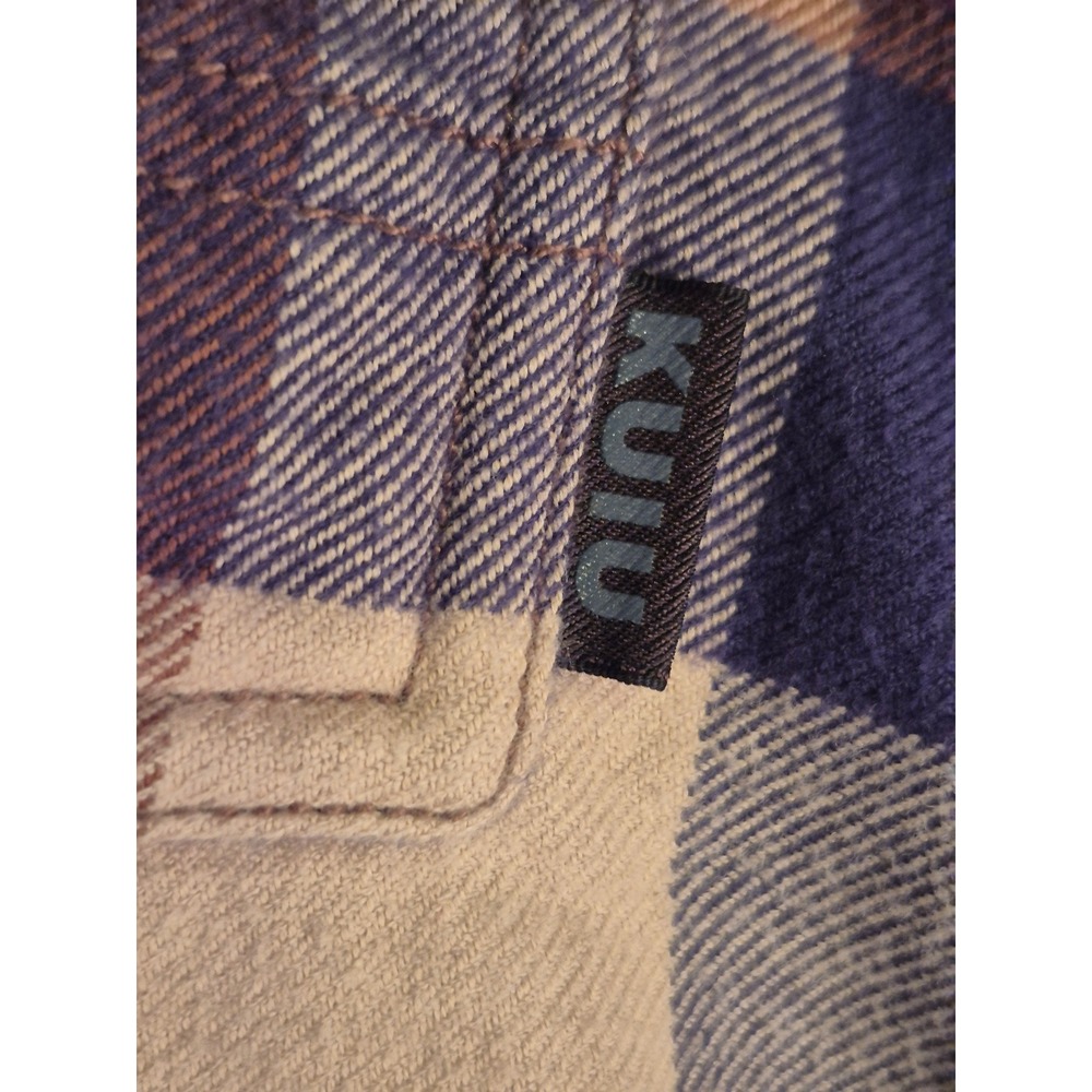 Kuiu Mens Plaid Flannel Button Down Shirt Brown Tan Blue Long Sleeve Small - Picture 7 of 14